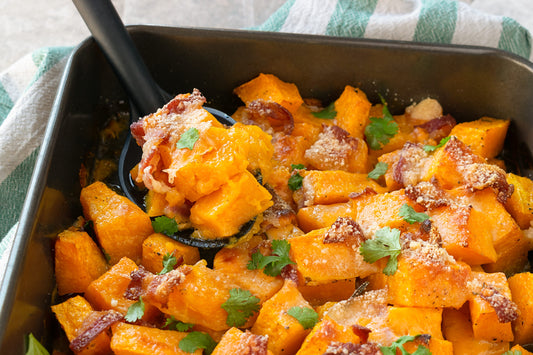 Baked Bacon Cheese Butternut Squash