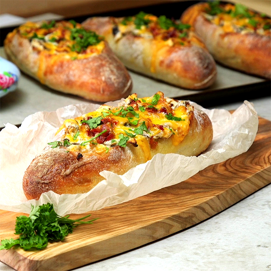 Cheesy Mushroom Bread Boat