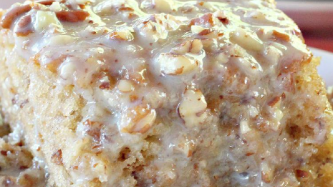 Coconut Butter Pecan Praline Sheet Cake