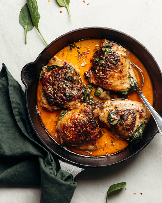 Creamy Thai Peanut Chicken with Spinach||Chili Mango