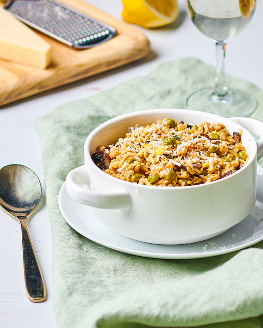 Creamy Spring Pea and Mushroom Risotto