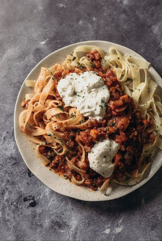 Eggplant “Bolognese” with Burrata