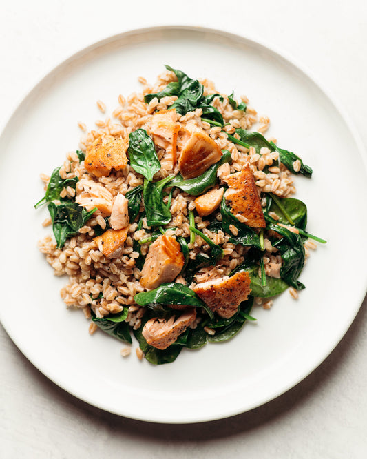 Salmon Spinach Farro Salad