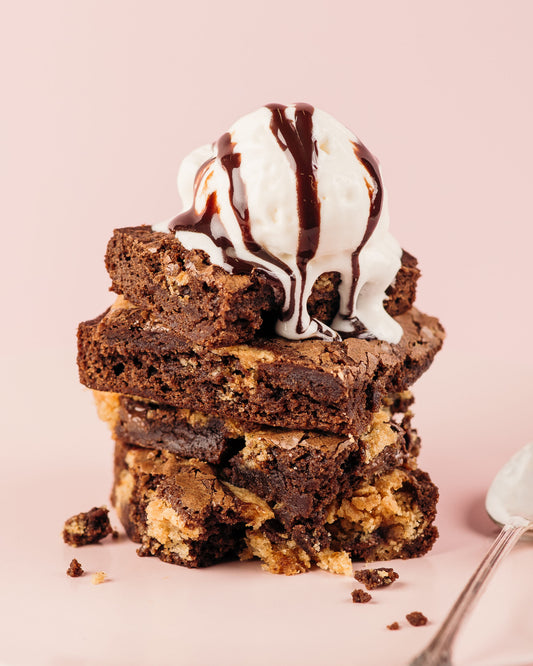 Blondie Brownies with Vanilla Ice Cream