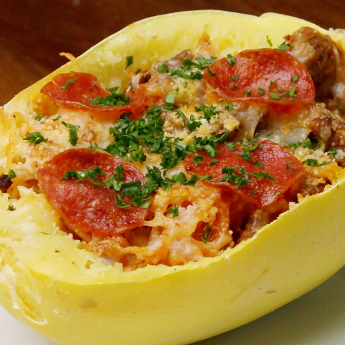 Pizza Spaghetti Stuffed Squash