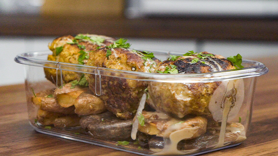 Turmeric Chicken Meatballs with Fingerling Potatoes