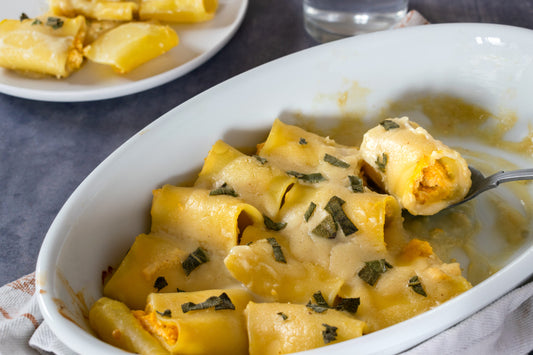 Vegan Pumpkin Ricotta Stuffed Paccheri