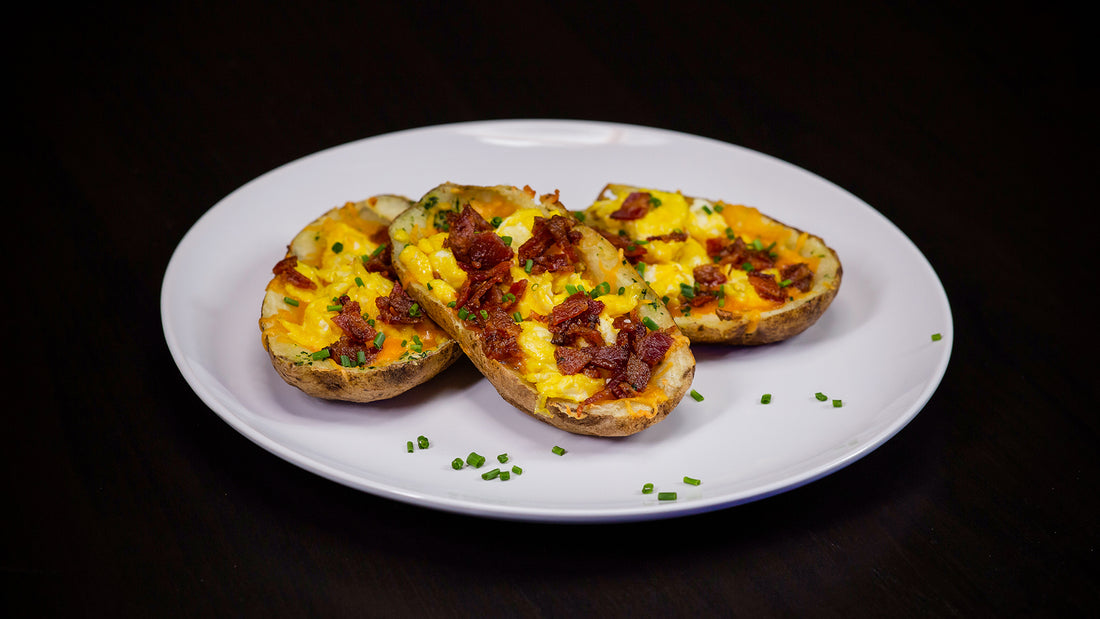 Cheesy Breakfast Potato Skins