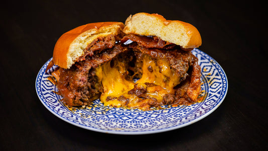 Cheese Stuffed Chili Bacon Burger